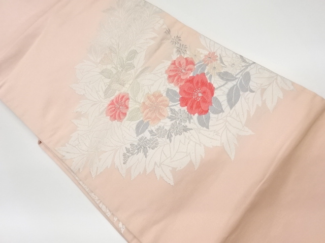 リサイクル　草花模様織出し名古屋帯